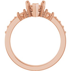 18K Rose Gold 6.5x6.5 mm Heart Ring Mounting – image 4