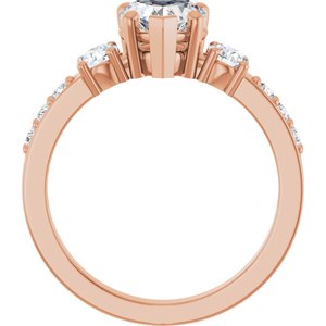 14K Rose Gold 6.5x6.5 mm Heart Ring Mounting – image 3