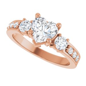 10K Rose Gold 6.5x6.5 mm Heart Ring Mounting – image 8