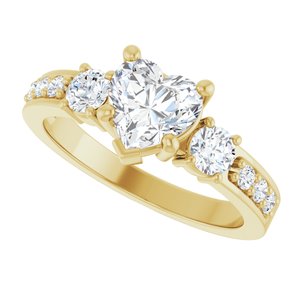 14K Yellow Gold 6.5x6.5 mm Heart Ring Mounting – image 8