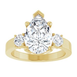 18K Yellow Gold 12x8 mm Pear Ring Mounting – image 5