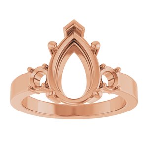 14K Rose Gold 12x8 mm Pear Ring Mounting – image 6