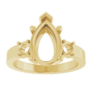 10K Yellow Gold 12x8 mm Pear Ring Mounting – image 6