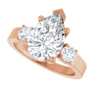 18K Rose Gold 12x8 mm Pear Ring Mounting – image 8