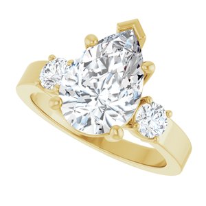 14K Yellow Gold 12x8 mm Pear Ring Mounting – image 8