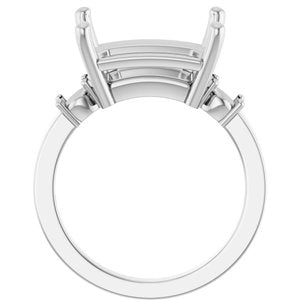 18K White Gold 13x11 mm Emerald Ring Mounting – image 4