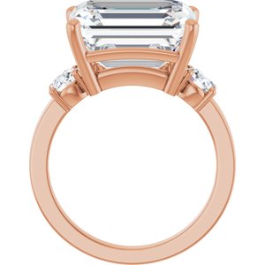 14K Rose Gold 13x11 mm Emerald Ring Mounting – image 3