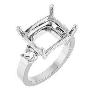 18K White Gold 13x11 mm Emerald Ring Mounting – image 2