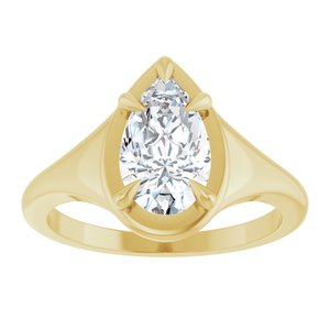 18K Yellow Gold 10x6 mm Pear Ring Mounting – image 5