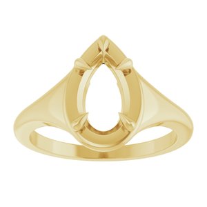 10K Yellow Gold 10x6 mm Pear Ring Mounting – image 6