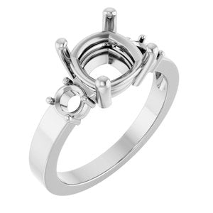 14K White Gold 8x8 mm Cushion Ring Mounting – image 2