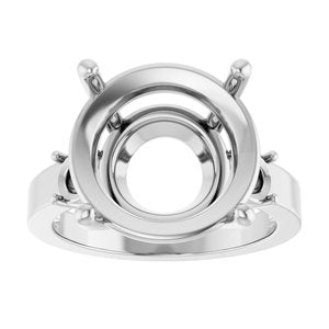 18K White Gold 14 mm Round Ring Mounting – image 6
