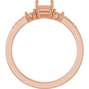 14K Rose Gold 3.75x3.75 mm Square Ring Mounting – image 4