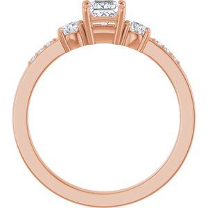 14K Rose Gold 3.75x3.75 mm Square Ring Mounting – image 3