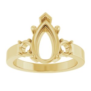 18K Yellow Gold 11.5x7 mm Pear Ring Mounting – image 6