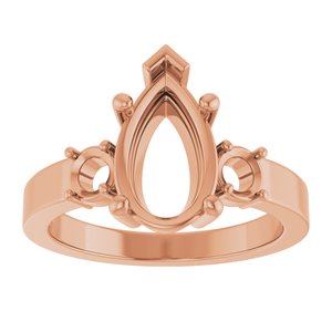 18K Rose Gold 11.5x7 mm Pear Ring Mounting – image 6