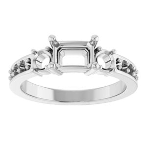 10K White Gold 6.5x4.5 mm Emerald Ring Mounting – image 6