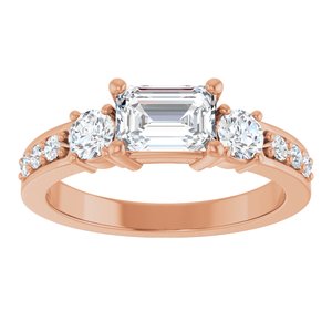 18K Rose Gold 6.5x4.5 mm Emerald Ring Mounting – image 5
