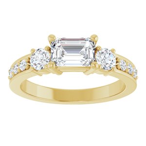 14K Yellow Gold 6.5x4.5 mm Emerald Ring Mounting – image 5
