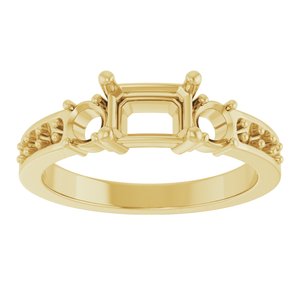 18K Yellow Gold 6.5x4.5 mm Emerald Ring Mounting – image 6