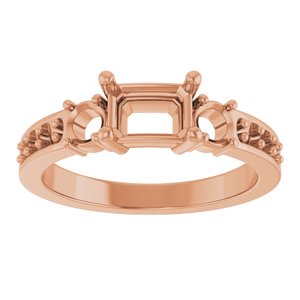 10K Rose Gold 6.5x4.5 mm Emerald Ring Mounting – image 6