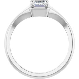 14K X1 White Gold 6.5x4.5 mm Emerald Ring Mounting – image 3