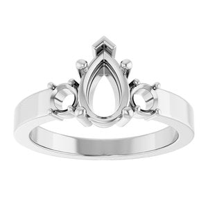 14K X1 White Gold 8.5x5.5 mm Pear Ring Mounting – image 6