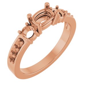 18K Rose Gold 6x4 mm Elongated Cushion Ring Mounting – image 2
