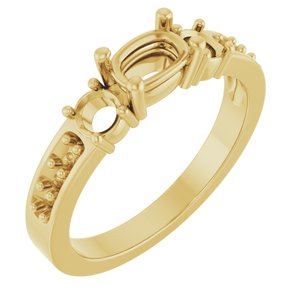 18K Yellow Gold 6x4 mm Elongated Cushion Ring Mounting – image 2