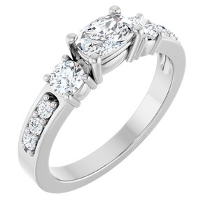 10K White Gold 6x4 mm Elongated Cushion Ring Mounting