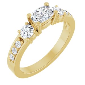 14K Yellow Gold 6x4 mm Elongated Cushion Ring Mounting