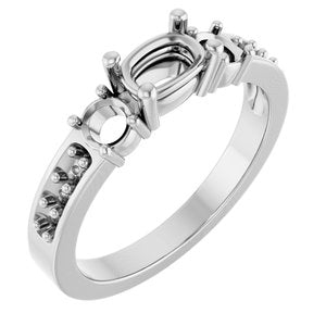 Platinum 6x4 mm Elongated Cushion Ring Mounting – image 2
