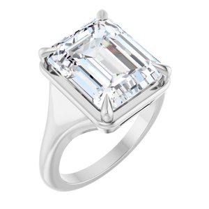 14K White Gold 12x10 mm Emerald Ring Mounting