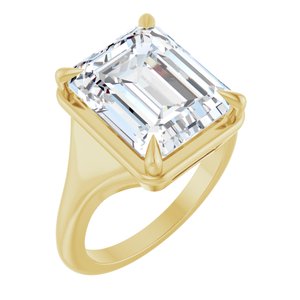 14K Yellow Gold 12x10 mm Emerald Ring Mounting