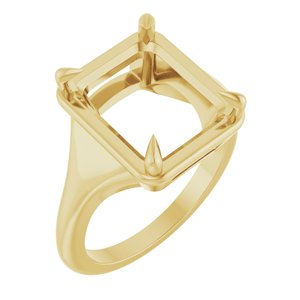 10K Yellow Gold 12x10 mm Emerald Ring Mounting – image 2