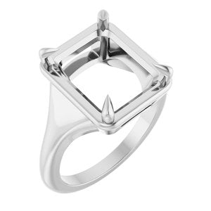 14K White Gold 12x10 mm Emerald Ring Mounting – image 2