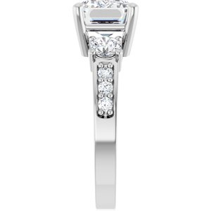 10K White Gold 10x7 mm Emerald Ring Mounting – image 7