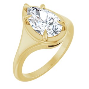 18K Yellow Gold 11.5x7 mm Pear Ring Mounting