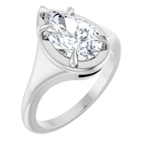 14K White Gold 11.5x7 mm Pear Ring Mounting