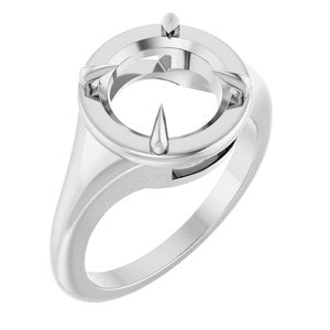 Sterling Silver 9.4 mm Round Ring Mounting – image 2