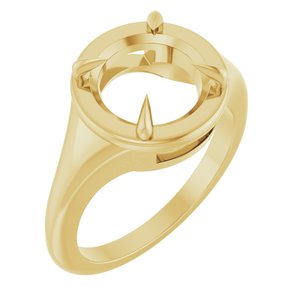 18K Yellow Gold 9.4 mm Round Ring Mounting – image 2