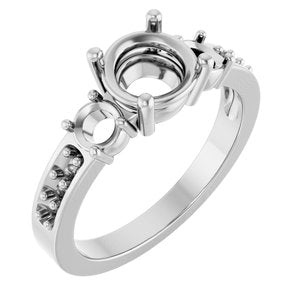 10K White Gold 7 mm Round Ring Mounting – image 2
