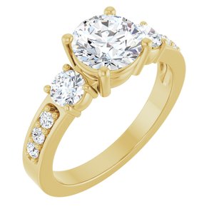 14K Yellow Gold 7 mm Round Ring Mounting