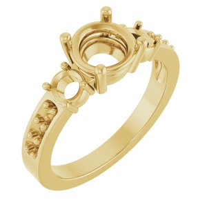14K Yellow Gold 7 mm Round Ring Mounting – image 2