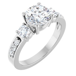 14K White Gold 7 mm Round Ring Mounting