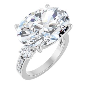 10K White Gold 18x13 mm Oval Ring Mounting