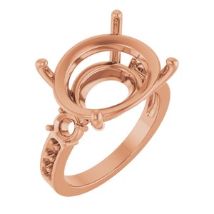 10K Rose Gold 18x13 mm Oval Ring Mounting – image 2