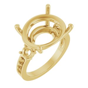 14K Yellow Gold 18x13 mm Oval Ring Mounting – image 2