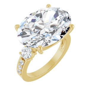 18K Yellow Gold 18x13 mm Oval Ring Mounting