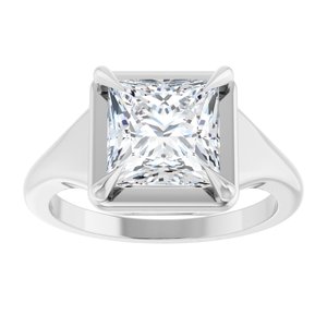14K White Gold 7.5x7.5 mm Square Ring Mounting – image 5